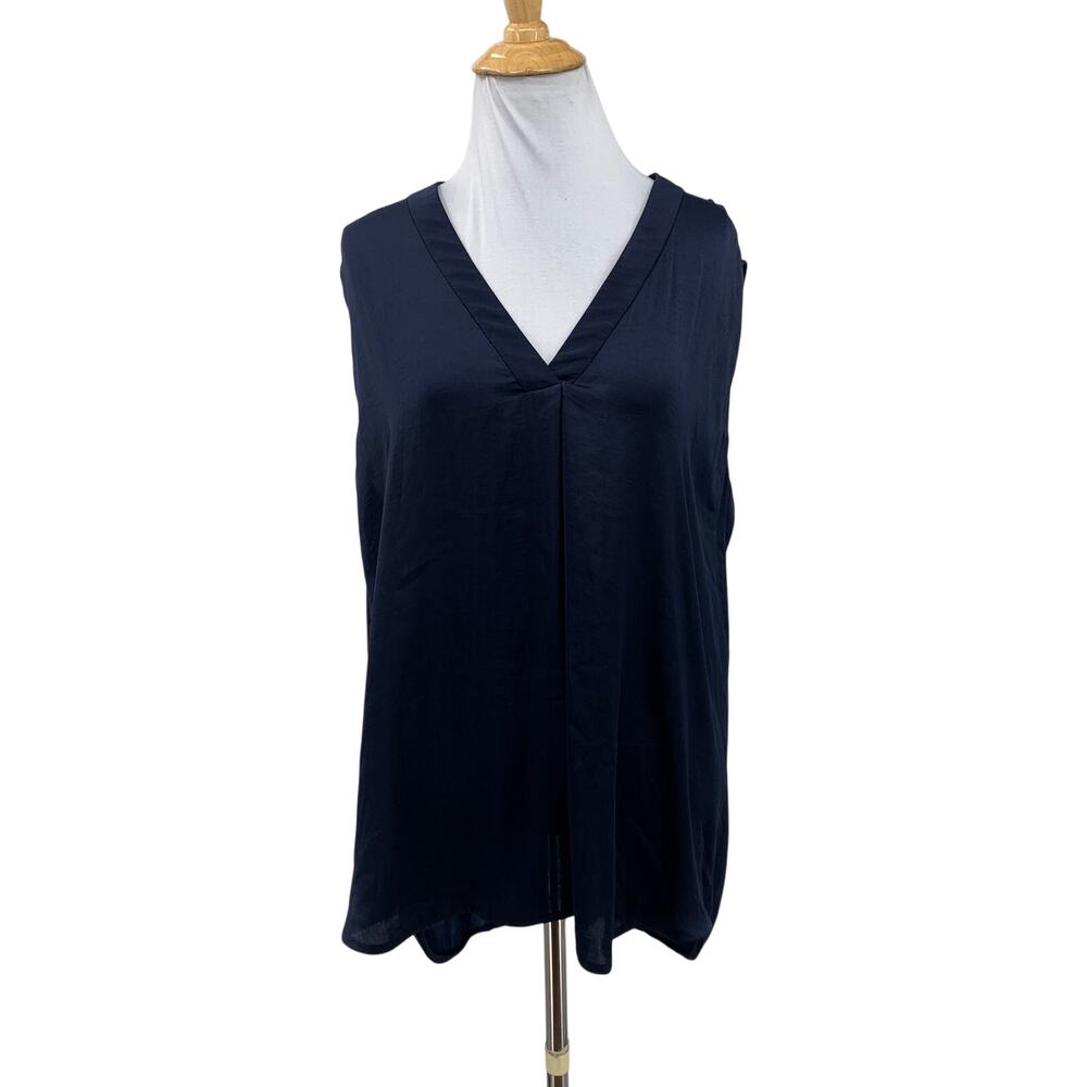 Vince Blouse Womens L Large Windsor Sleeveless V Neck Pleated Front Lightweight